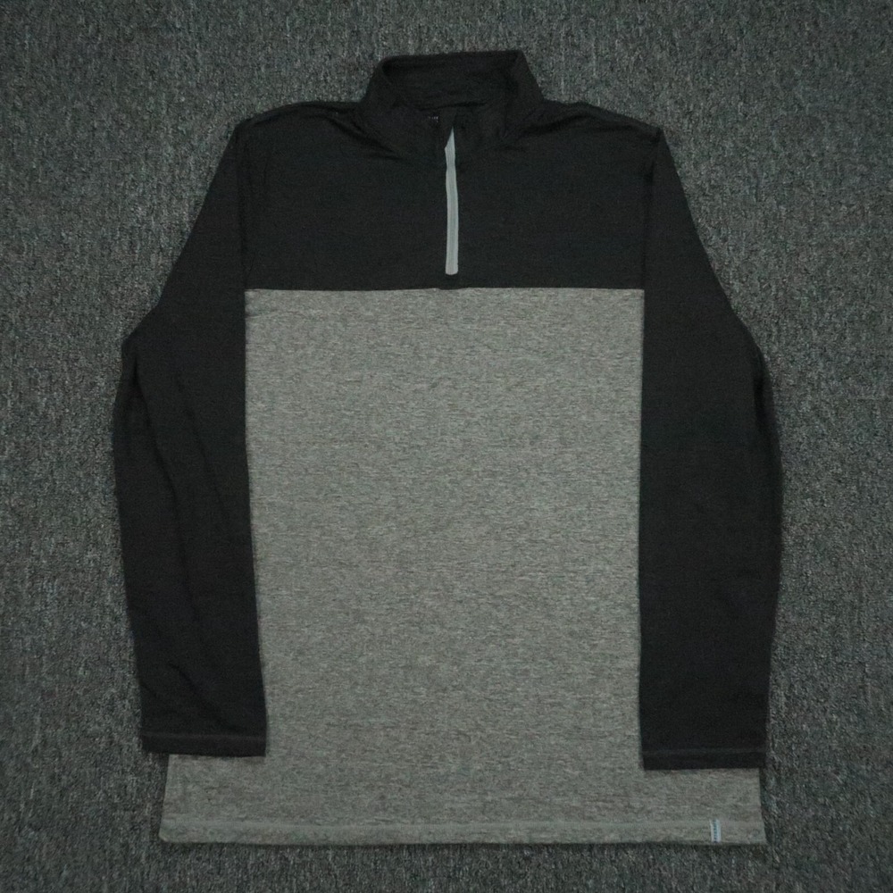 Marine Layer Pullover Mens Extra Large Gray Black Weekend Sport Quarter Zip XL